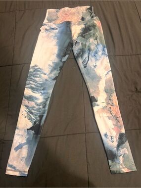 Carbon38 Blue & Pink Watercolor Cloud Leggings